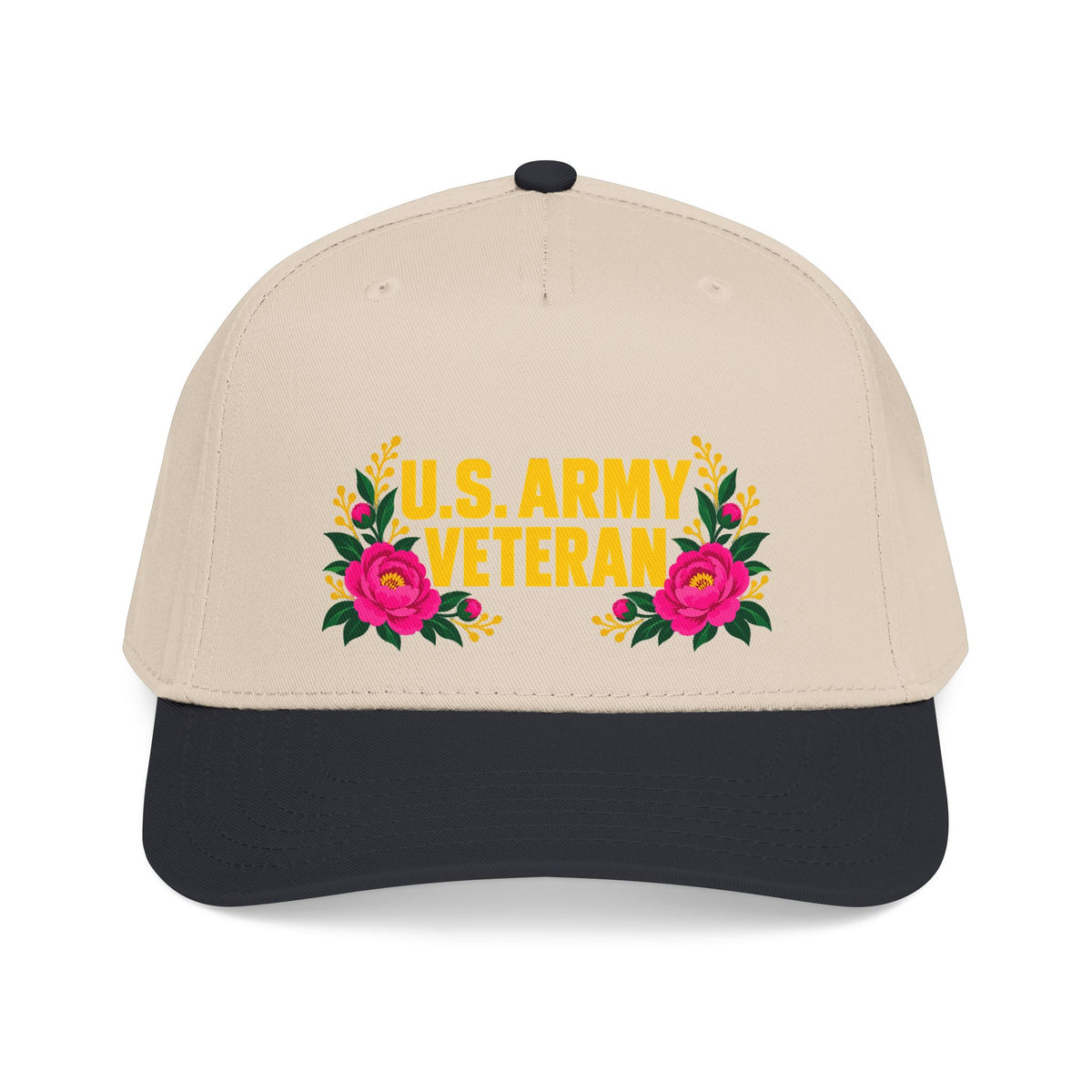 U.S. Army Veteran | Pink Floral Mid-Profile Cap
