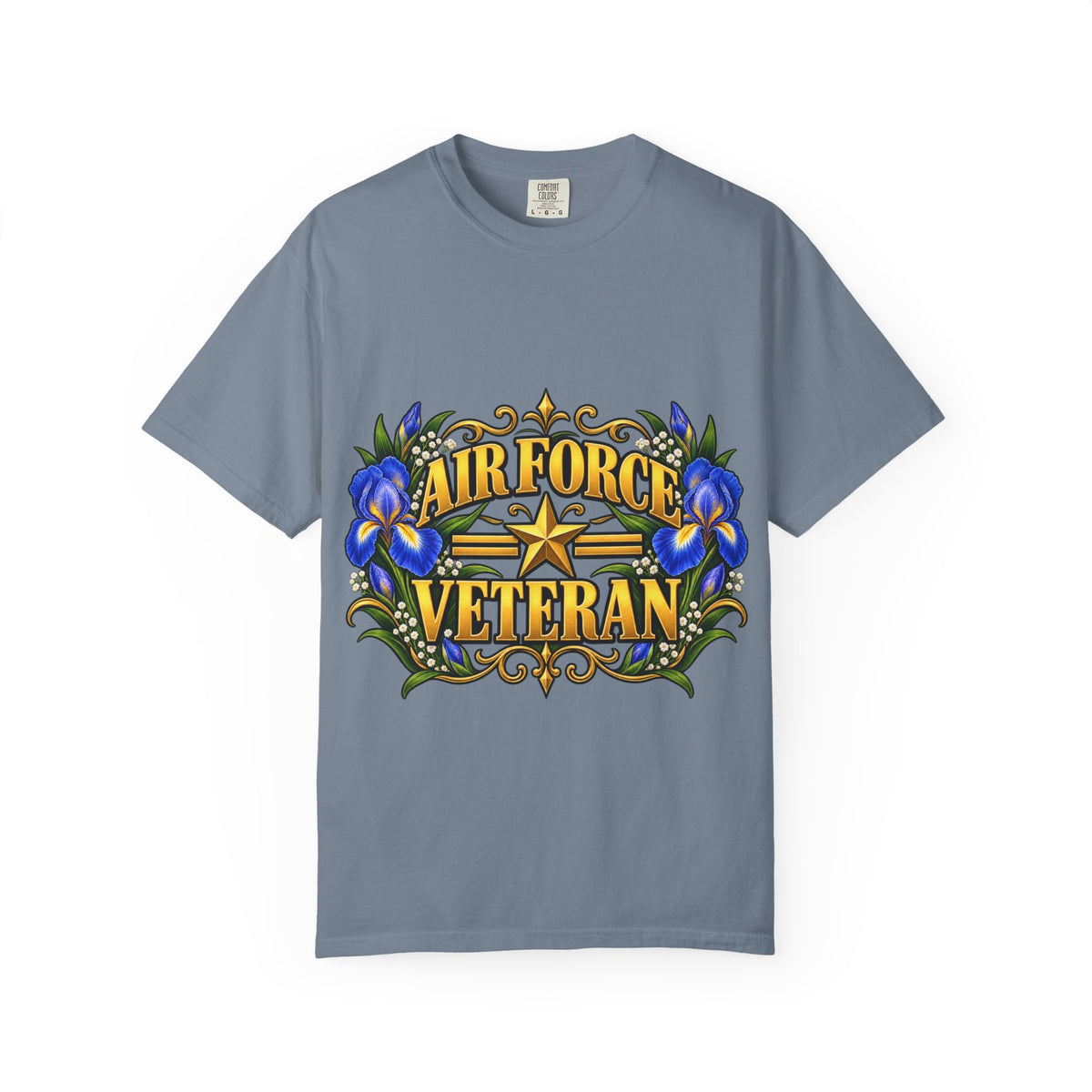 Air Force Veteran | Blue Iris Floral Garment-Dyed Tee