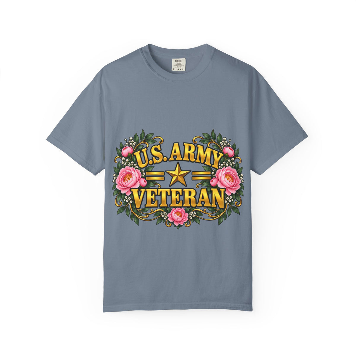 U.S. Army Veteran | Pink Peony Floral Garment-Dyed Tee