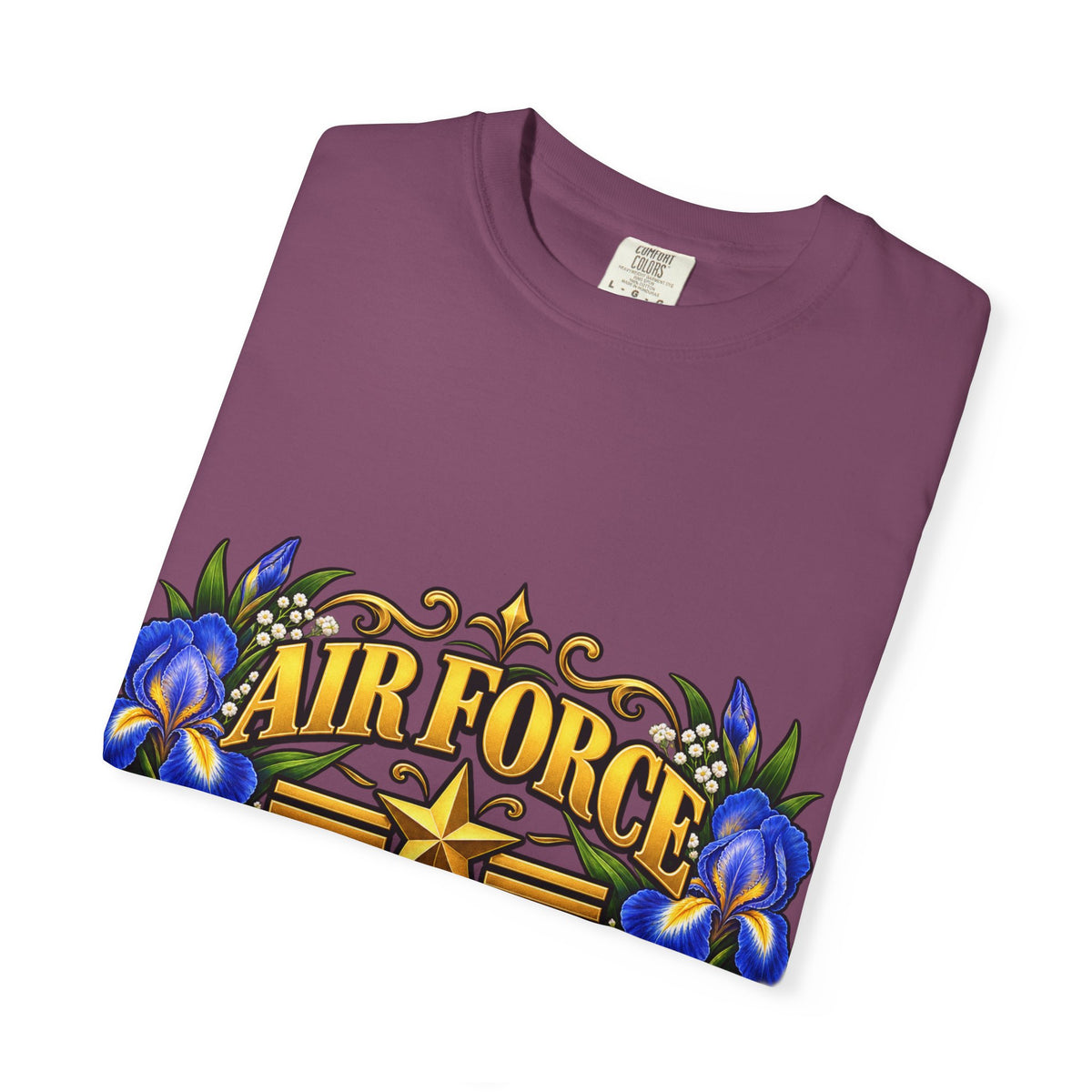 Air Force Veteran | Blue Iris Floral Garment-Dyed Tee