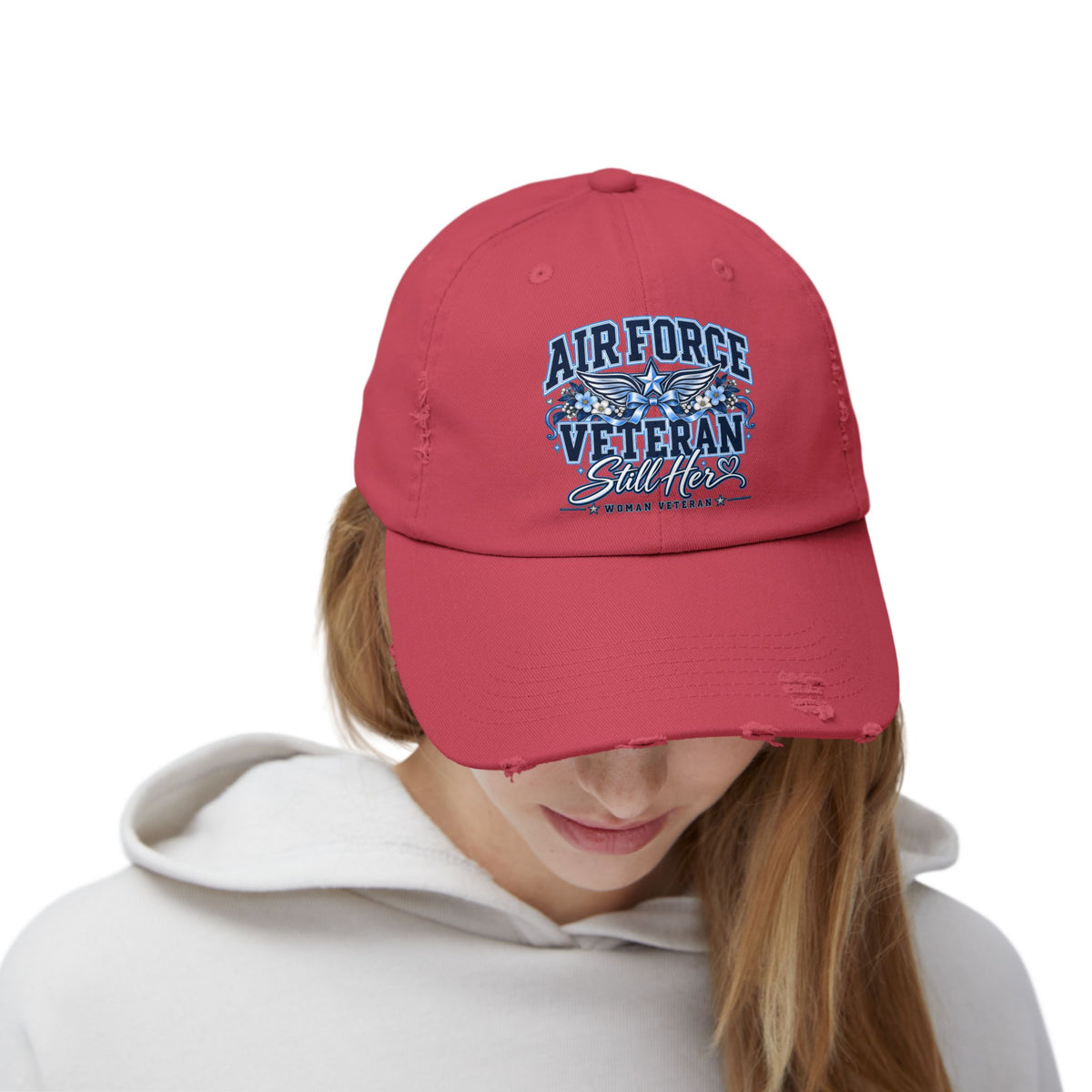 Air Force Veteran | Still Her Floral Distressed Cap