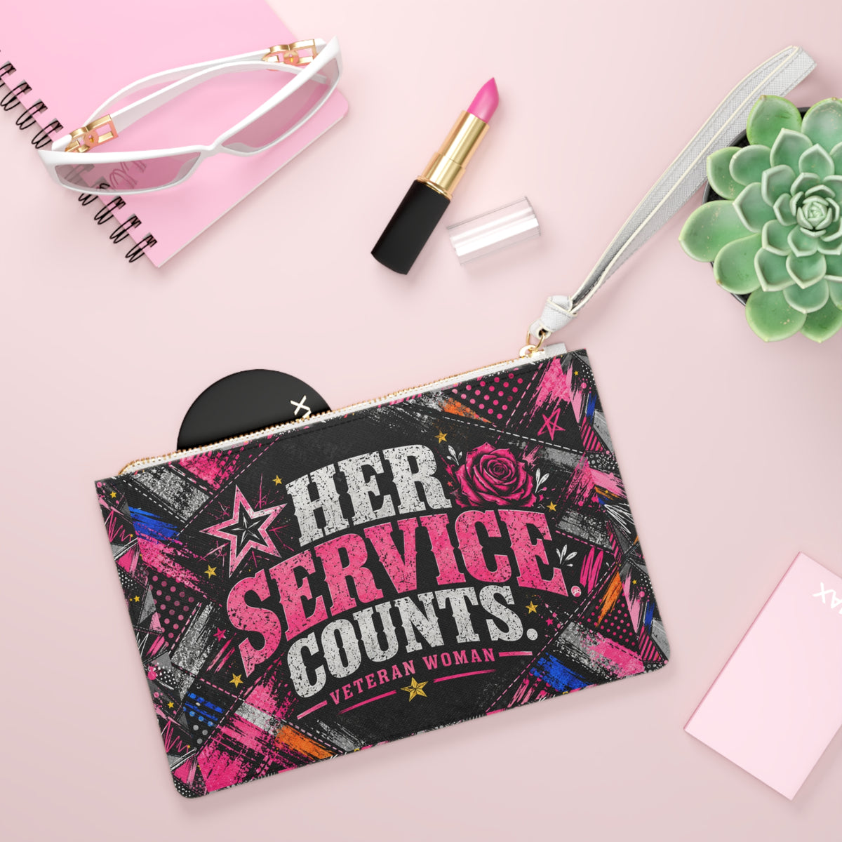 Her Service Counts | Pink Rebel Veteran Clutch