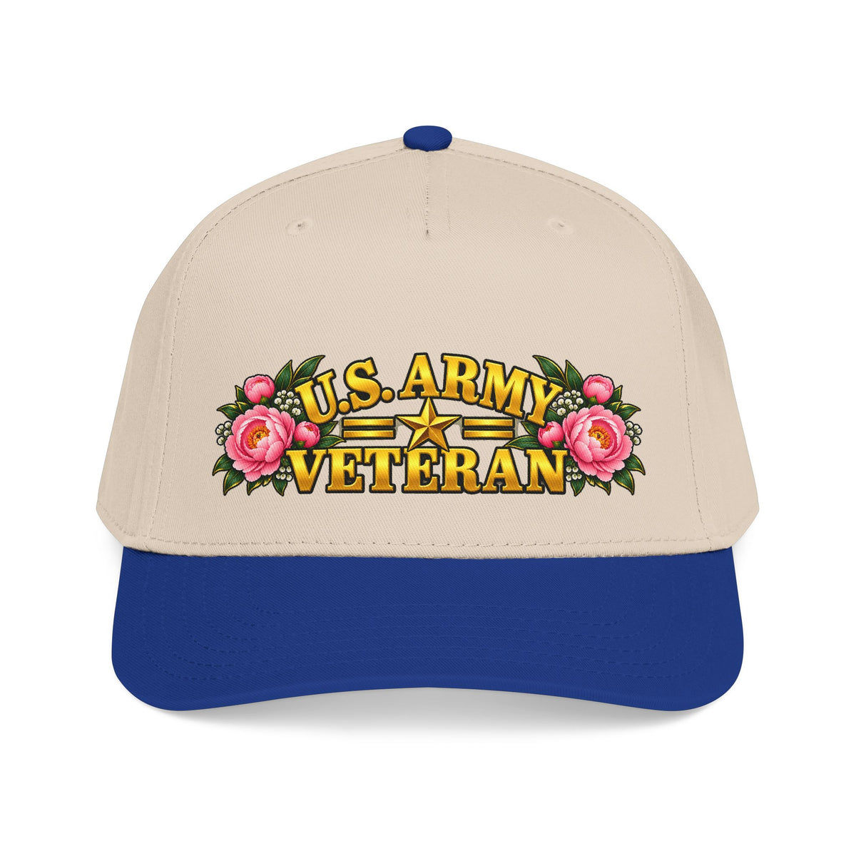 U.S. Army Veteran | Pink Peony Floral Mid-Profile Cap