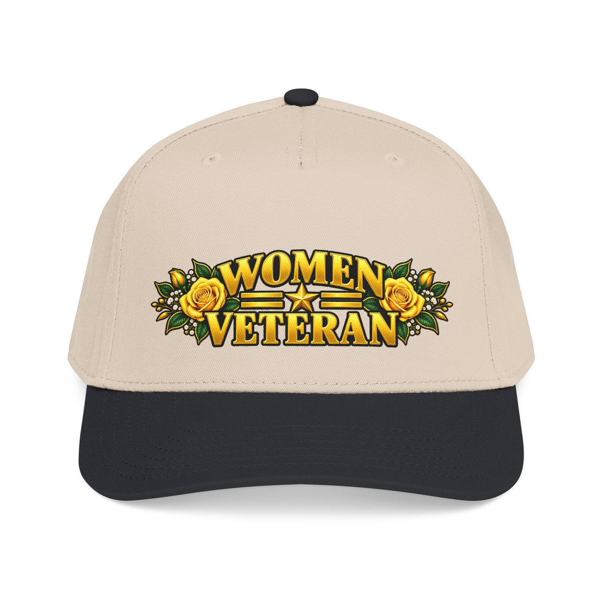 Women Veteran | Yellow Rose Floral Mid-Profile Cap