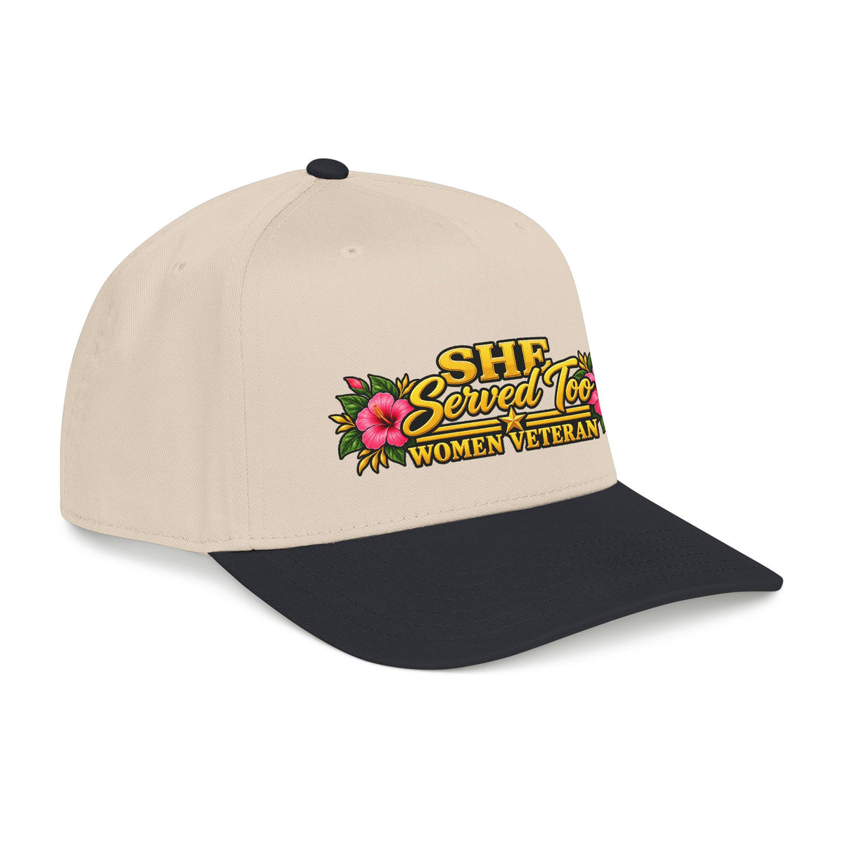 She Served Too | Pink Hibiscus Women Veteran Cap