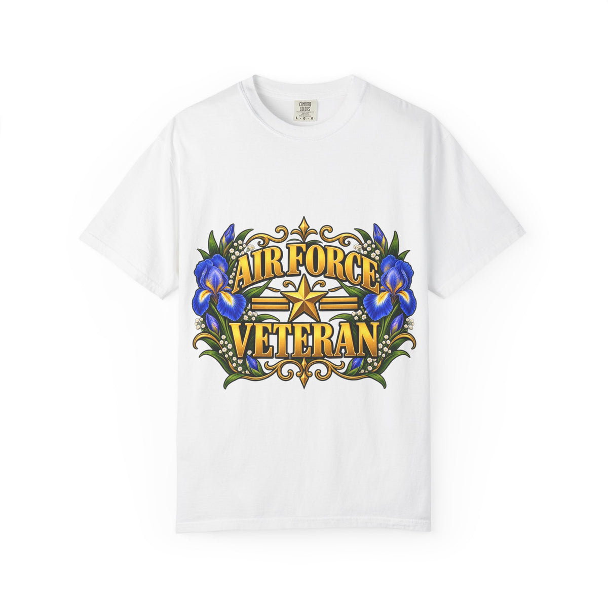 Air Force Veteran | Blue Iris Floral Garment-Dyed Tee