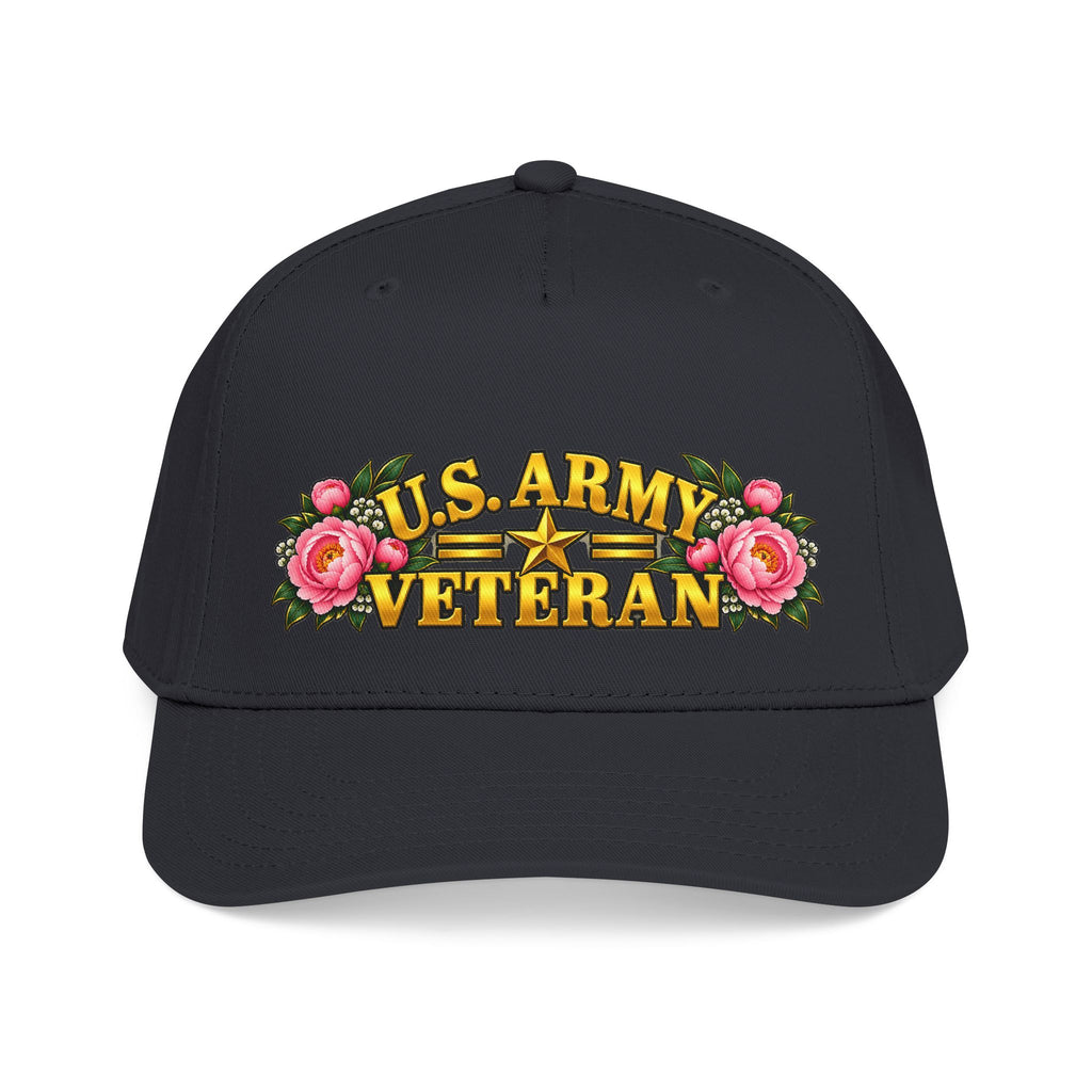 U.S. Army Veteran | Pink Peony Floral Mid-Profile Cap