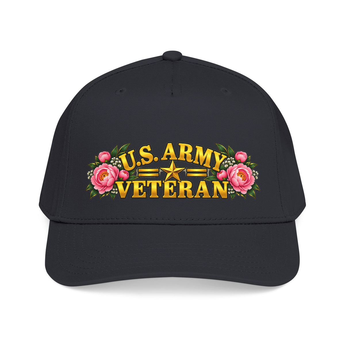 U.S. Army Veteran | Pink Peony Floral Mid-Profile Cap