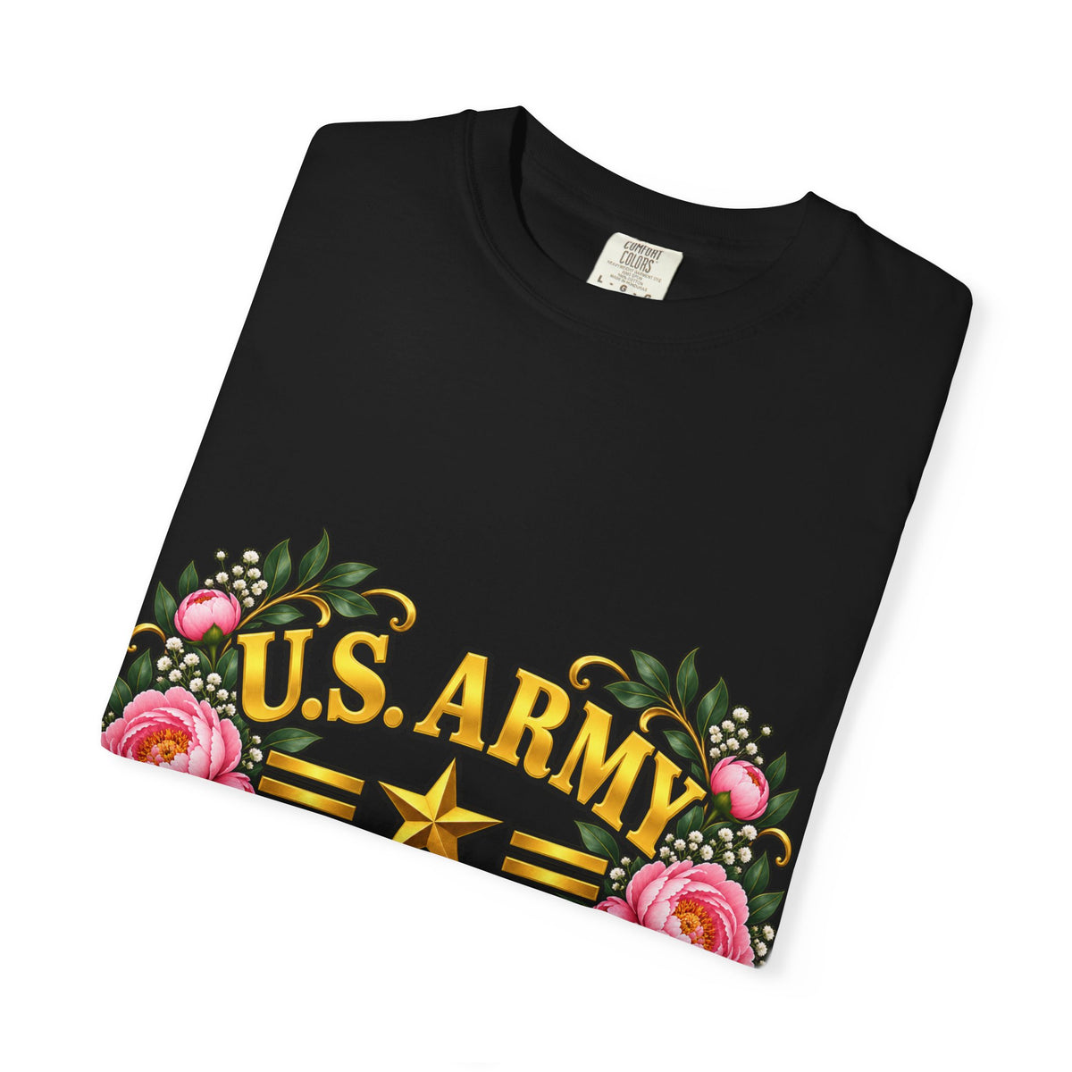 U.S. Army Veteran | Pink Peony Floral Garment-Dyed Tee