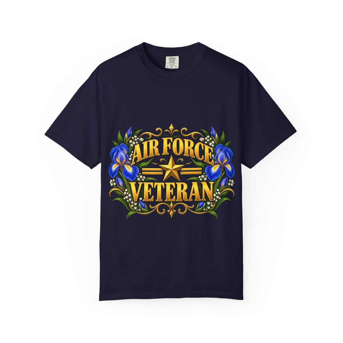 Air Force Veteran | Blue Iris Floral Garment-Dyed Tee