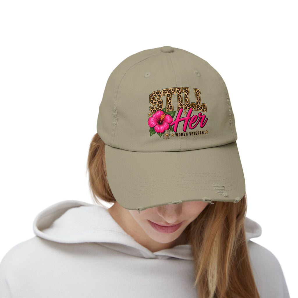 Still Her | Floral Distressed Women Veteran Cap