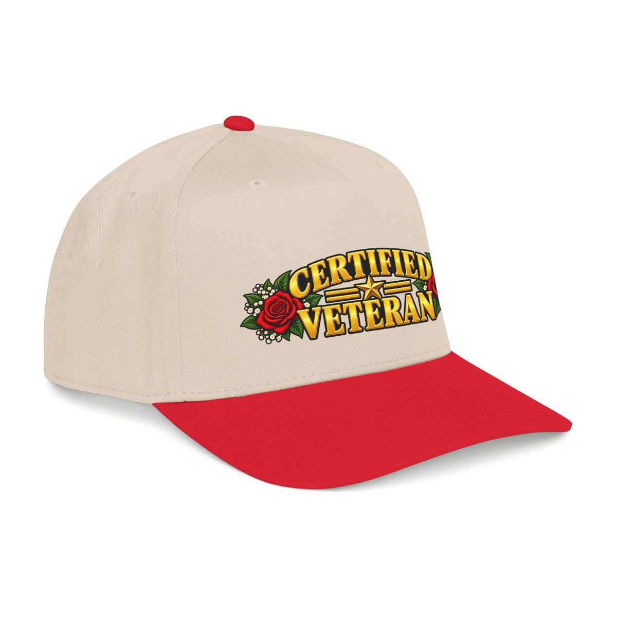 Certified Veteran | Red Rose Floral Mid-Profile Cap