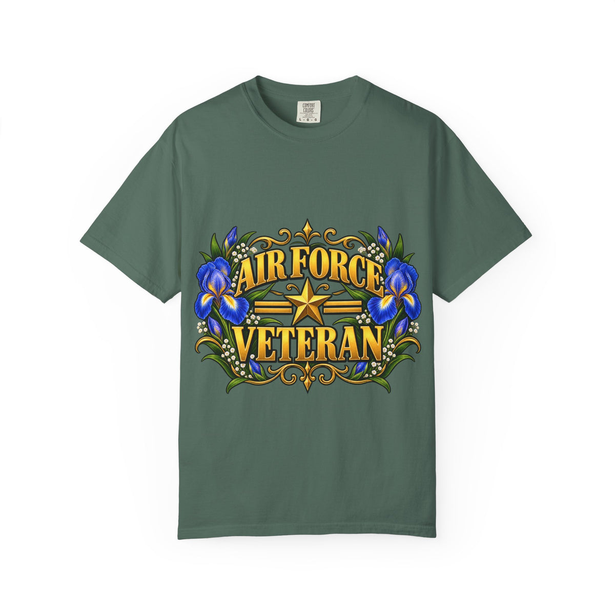 Air Force Veteran | Blue Iris Floral Garment-Dyed Tee