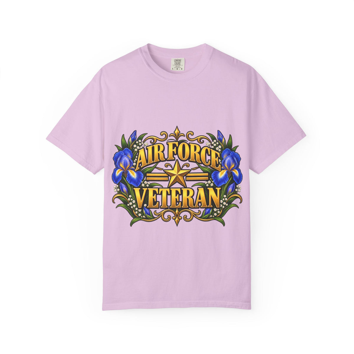 Air Force Veteran | Blue Iris Floral Garment-Dyed Tee