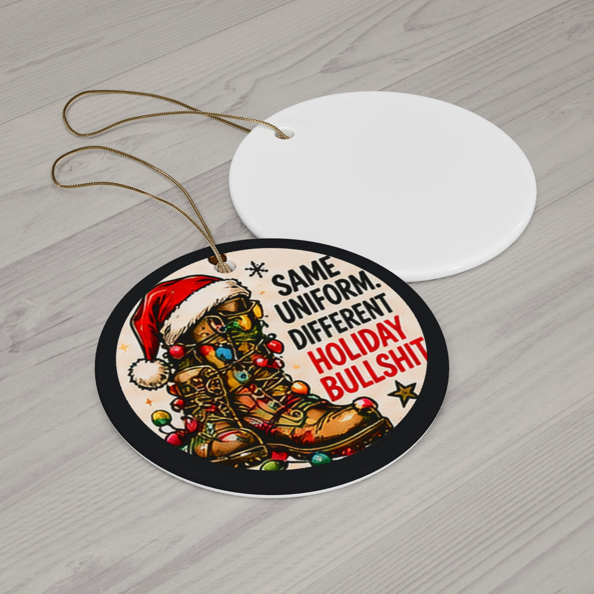 Home for the Holidays American Flag Christmas Ceramic Ornament