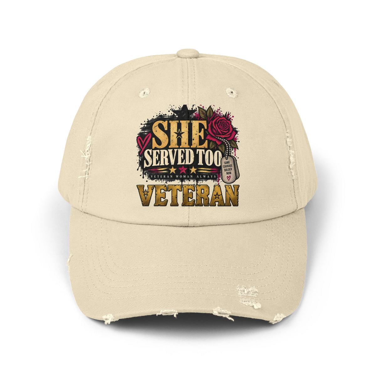 She Served Too | Distressed Rebellion Veteran Cap