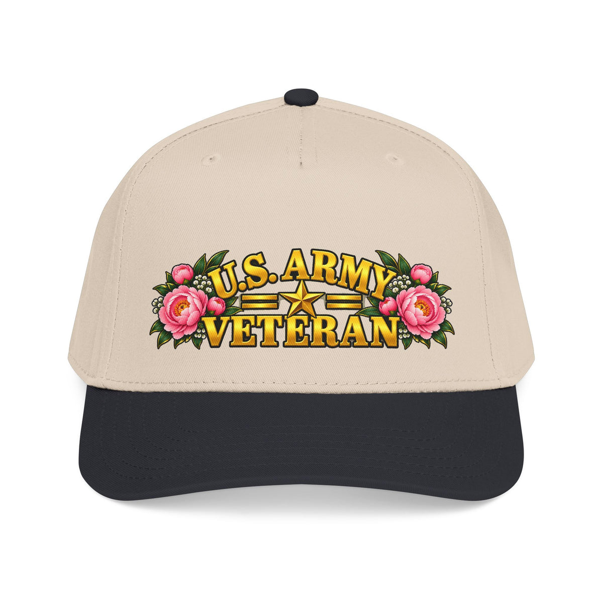 U.S. Army Veteran | Pink Peony Floral Mid-Profile Cap