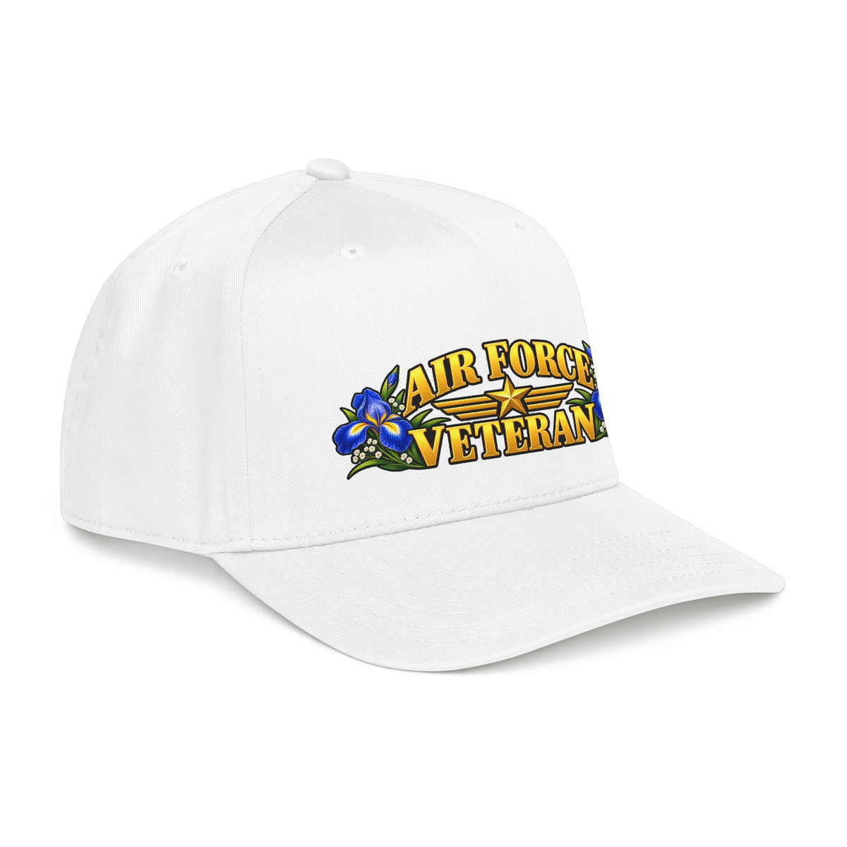 Air Force Veteran | Blue Iris Floral Mid-Profile Cap