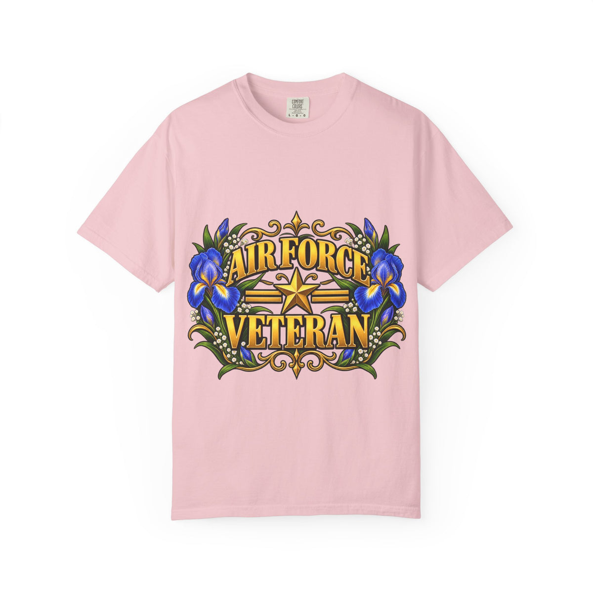 Air Force Veteran | Blue Iris Floral Garment-Dyed Tee
