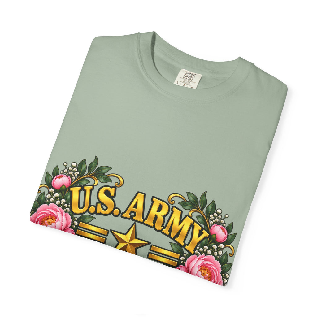 U.S. Army Veteran | Pink Peony Floral Garment-Dyed Tee