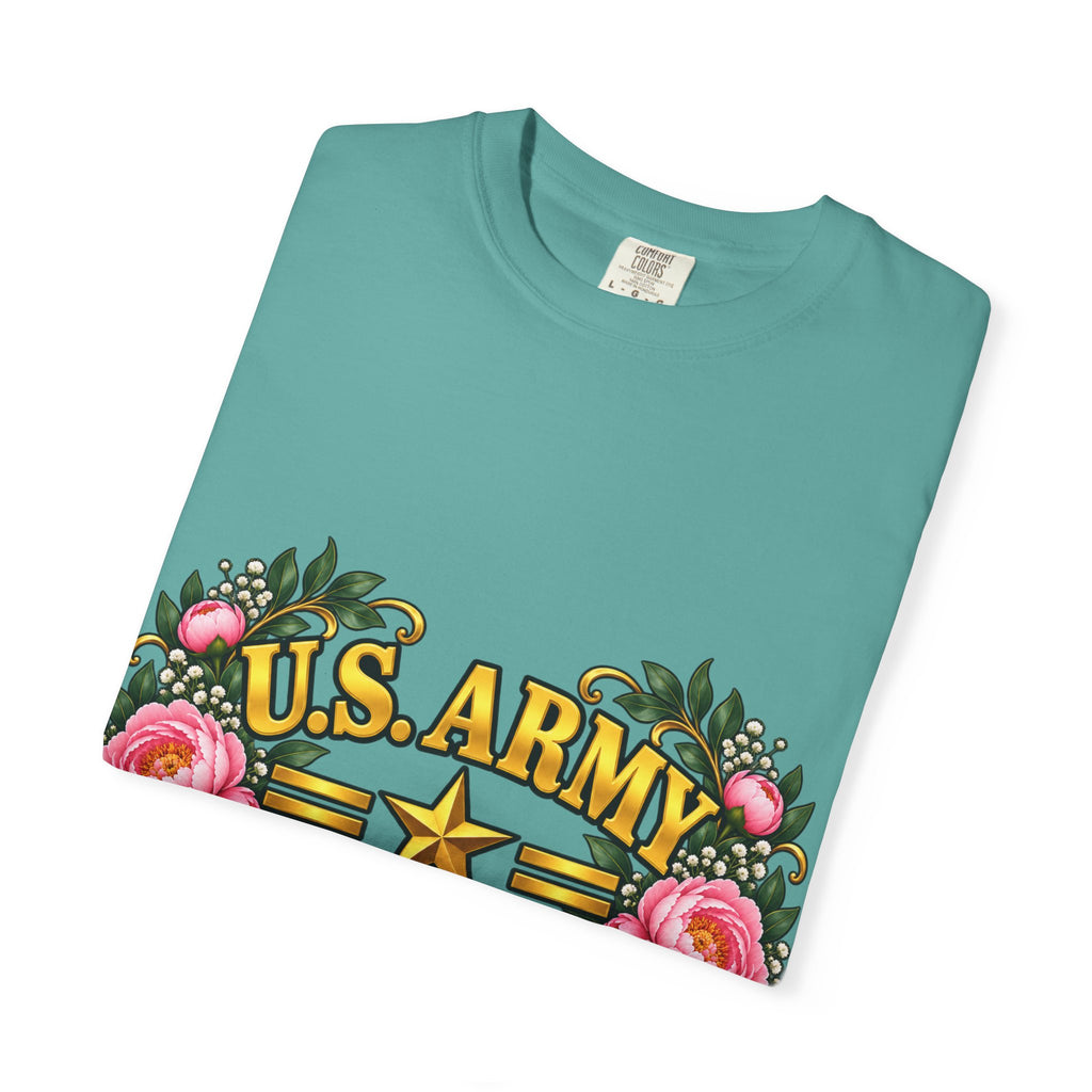 U.S. Army Veteran | Pink Peony Floral Garment-Dyed Tee