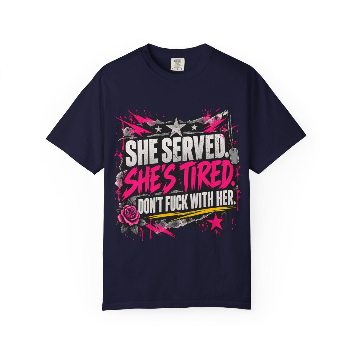 She Served. She's Tired. | Women Veteran Tee