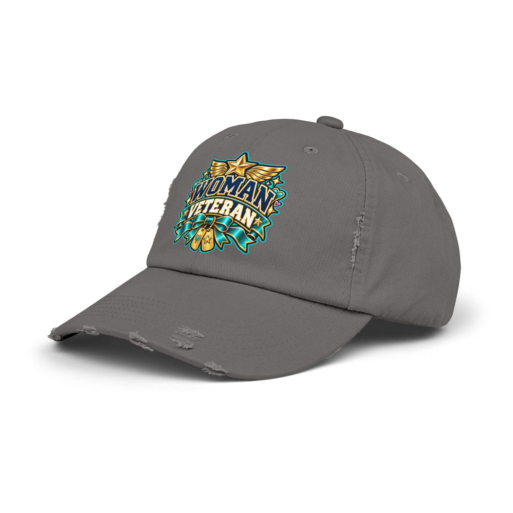 Woman Veteran | Teal Floral Distressed Cap