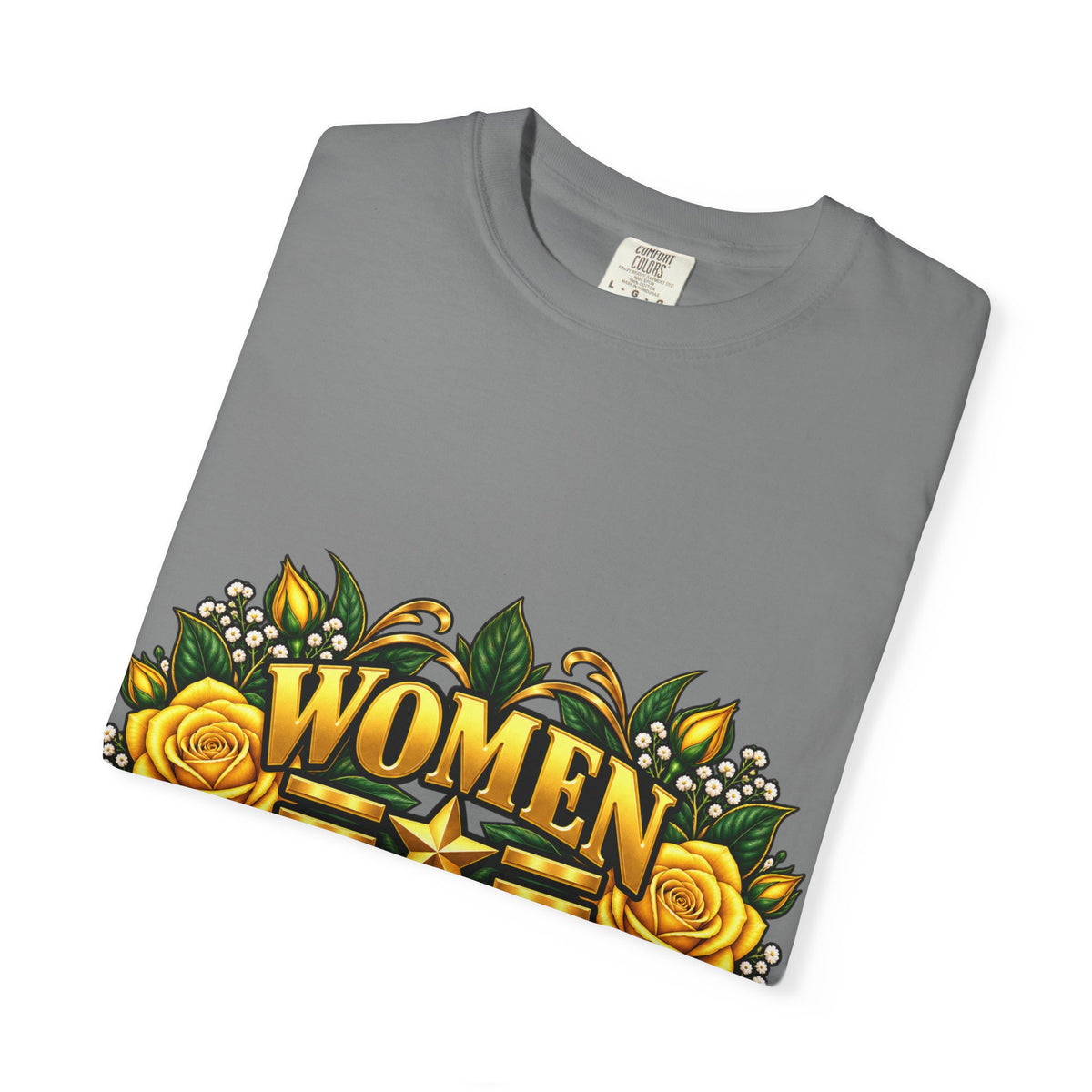 Women Veteran | Yellow Rose Floral Garment-Dyed Tee