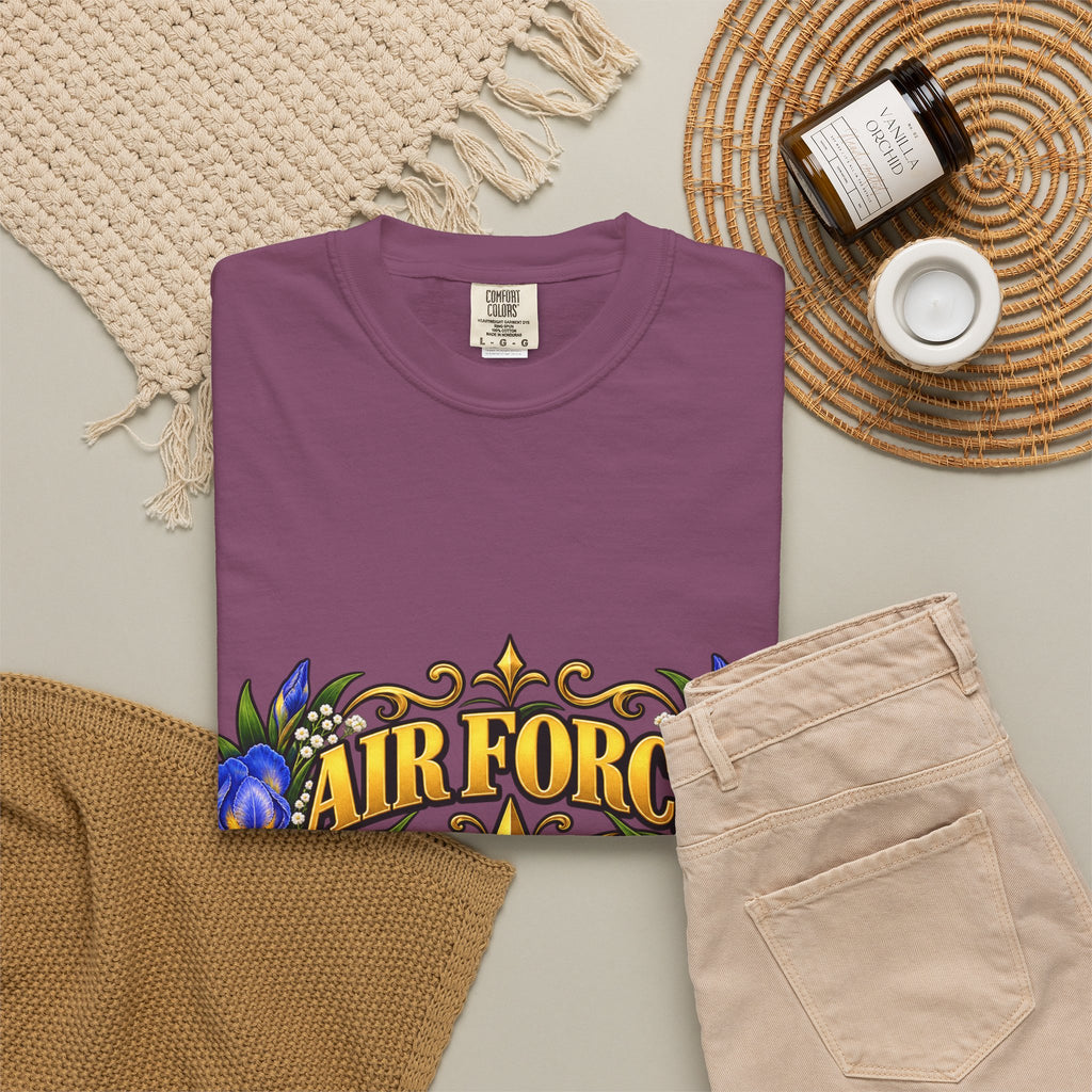Air Force Veteran | Blue Iris Floral Garment-Dyed Tee