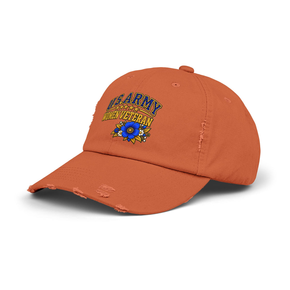 U.S. Army Women Veteran | Blue Floral Distressed Cap