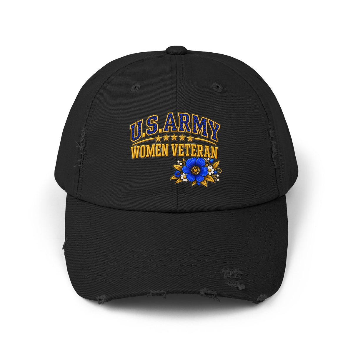 U.S. Army Women Veteran | Blue Floral Distressed Cap
